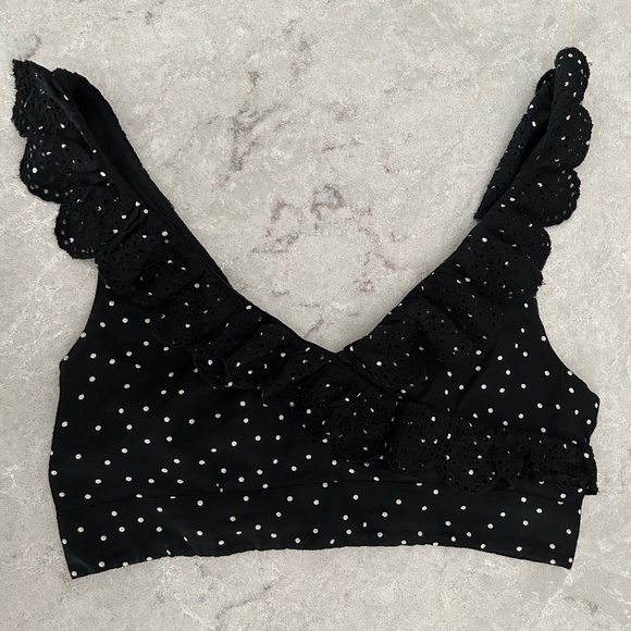 American Eagle Polka Dot Eyelet Lace Crop Top - Picture 1 of 3